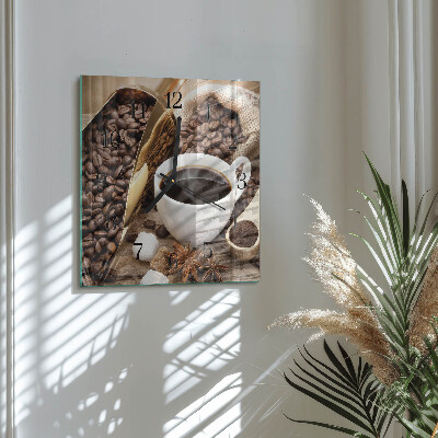 Väggklocka fyrkantig Kaffe