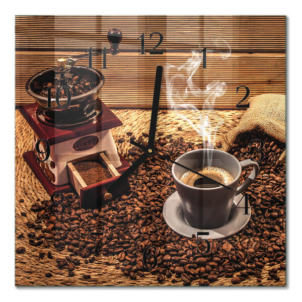 Glasklocka fyrkant Kaffebönor