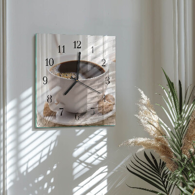Väggklocka fyrkantig Kaffe
