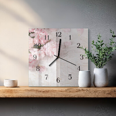 Väggklocka fyrkantig Blommor