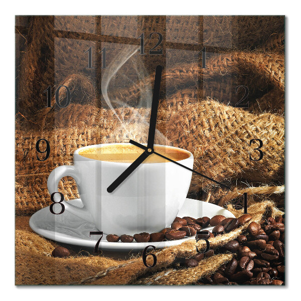 Väggklocka fyrkantig Kaffebönor