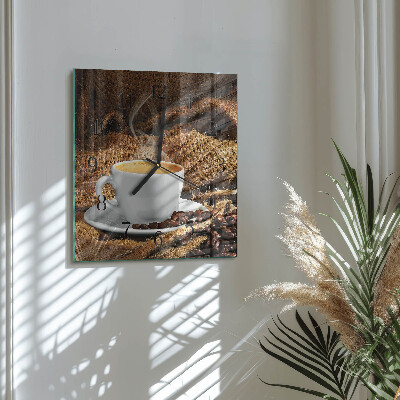 Väggklocka fyrkantig Kaffebönor