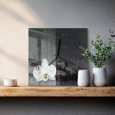 Glasklocka fyrkant Blomma och stenar