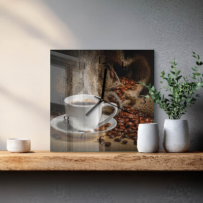 Väggklocka fyrkantig Kaffe
