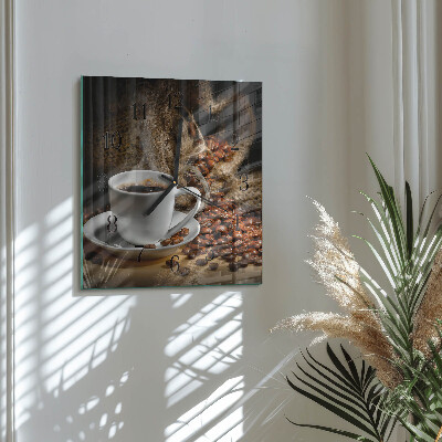 Väggklocka fyrkantig Kaffe
