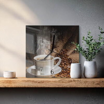 Väggklocka fyrkantig Kaffe