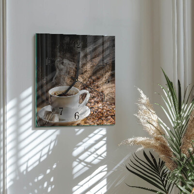 Väggklocka fyrkantig Kaffe