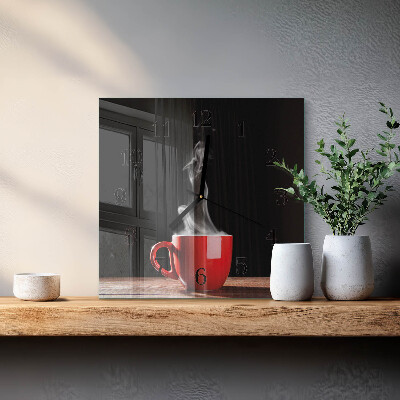 Glasklocka fyrkant En kopp kaffe