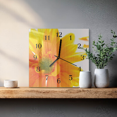 Väggklocka fyrkantig Blomma