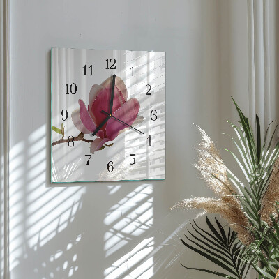 Glasklocka fyrkant Magnoliablomma