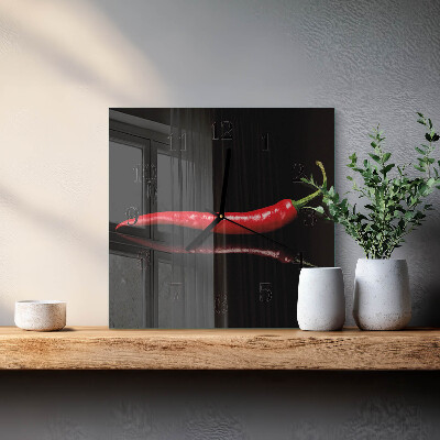 Glasklocka fyrkant Chilipeppar