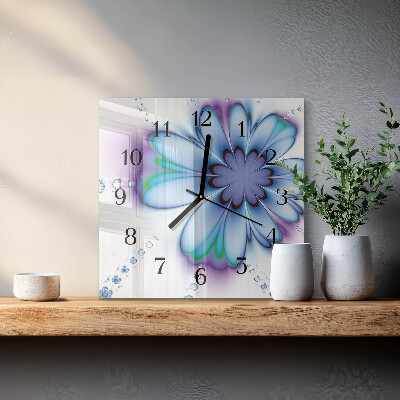 Väggklocka fyrkantig Blomma