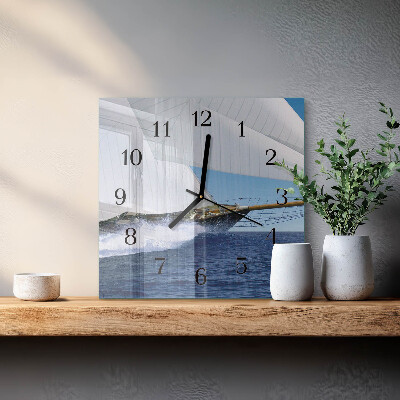 Glasklocka fyrkant Segelbåt