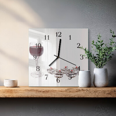 Väggklocka fyrkantig Ett glas vin
