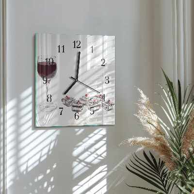 Väggklocka fyrkantig Ett glas vin