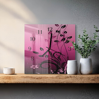 Väggklocka fyrkantig Floristisk konst