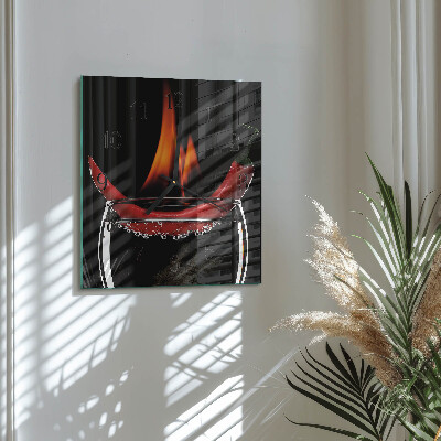 Glasklocka fyrkant Het chili