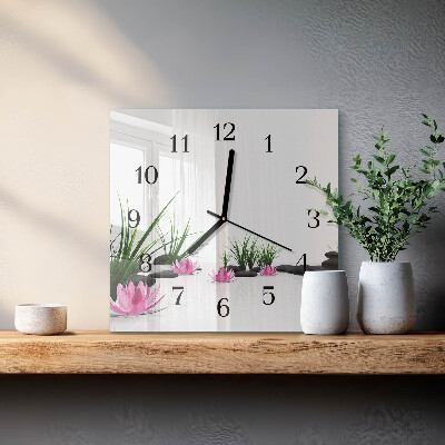 Väggklocka fyrkantig Lotusblomma