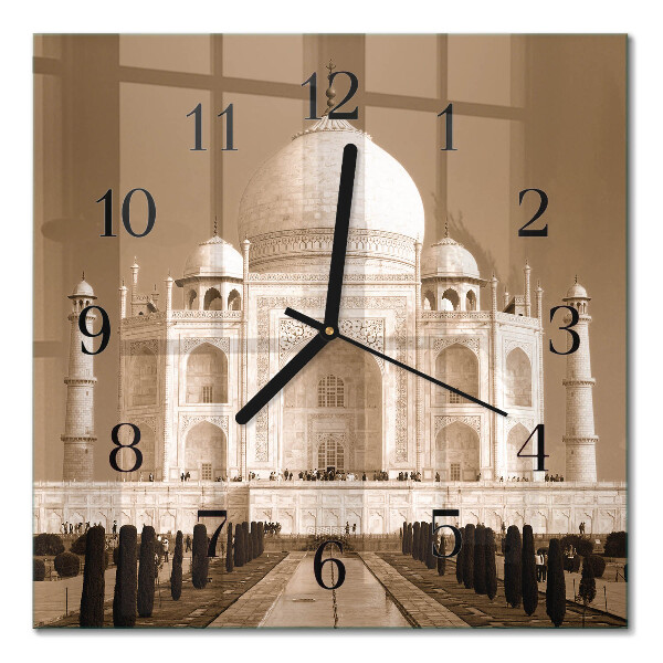 Väggklocka fyrkantig Taj Mahal i sepia