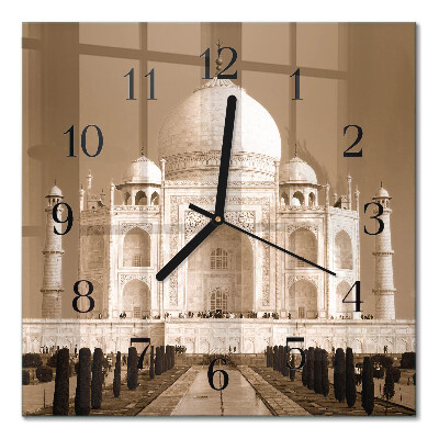 Väggklocka fyrkantig Taj Mahal i sepia