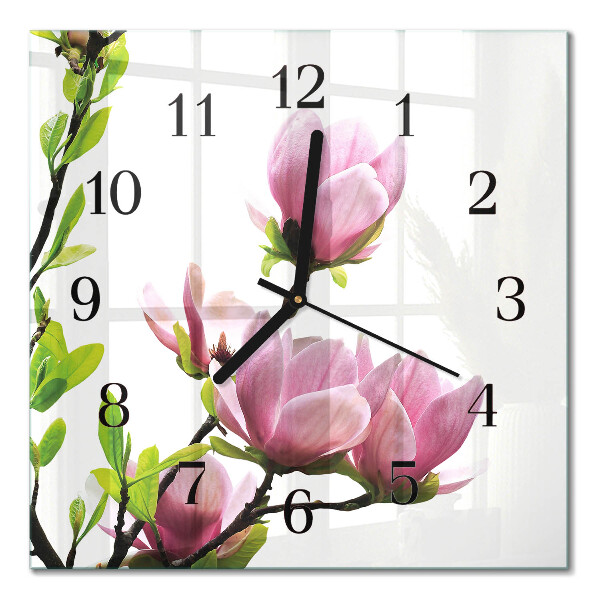 Glasklocka fyrkant Magnoliablomma