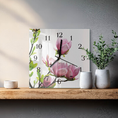 Glasklocka fyrkant Magnoliablomma