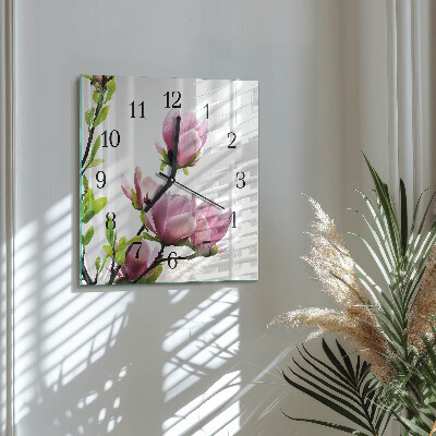 Glasklocka fyrkant Magnoliablomma