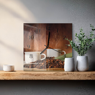 Väggklocka fyrkantig Koppar kaffe