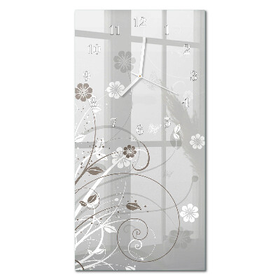 Vertikal klocka i glas Blommor