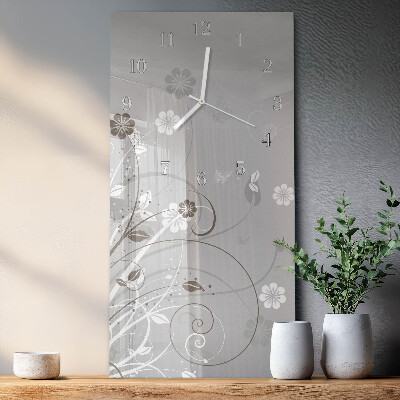 Vertikal klocka i glas Blommor