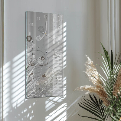 Vertikal klocka i glas Blommor