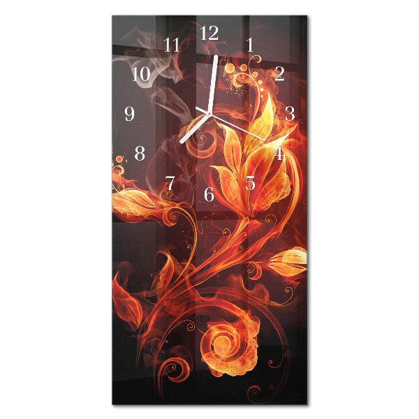 Vertikal klocka i glas Abstrakta blommor
