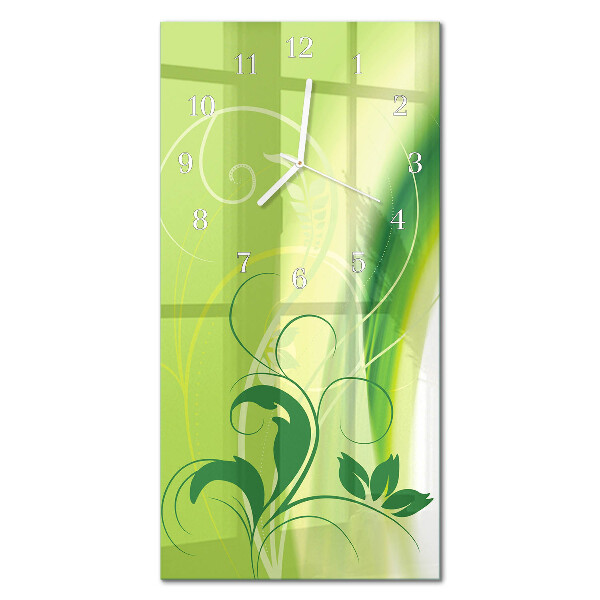 Vertikal klocka i glas Blommönster