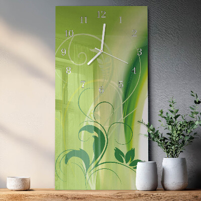 Vertikal klocka i glas Blommönster