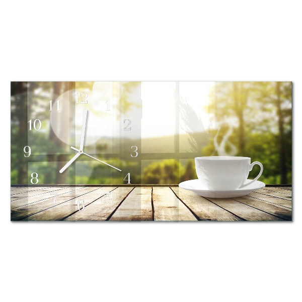 Horisontell rektangulär klocka En kopp kaffe