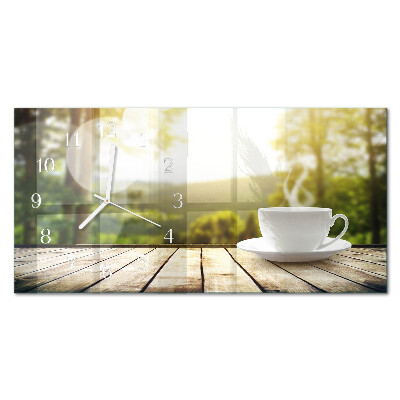 Horisontell rektangulär klocka En kopp kaffe