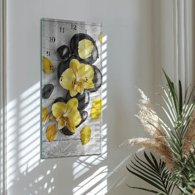 Vertikal rektangulär glasklocka Blommor Stenar