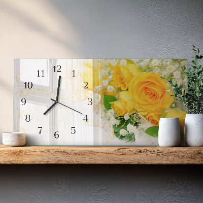 Horisontell klocka i glas Blomma