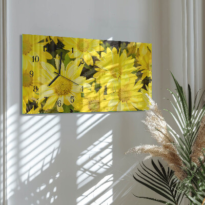 Horisontell klocka i glas Gula blommor