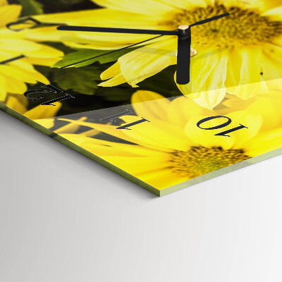 Horisontell klocka i glas Gula blommor