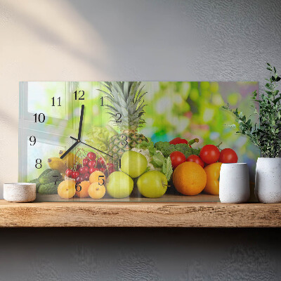Horisontell klocka i glas Grönsaker och frukter