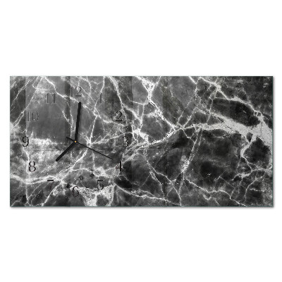 Horisontell klocka i glas Svart marmor