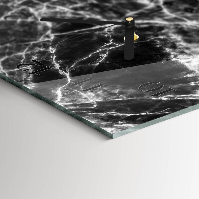 Horisontell klocka i glas Svart marmor