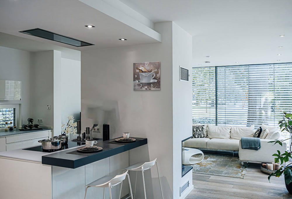 Öppet kök med vardagsrum