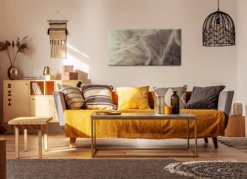 boho stil vardagsrumsarrangemang
