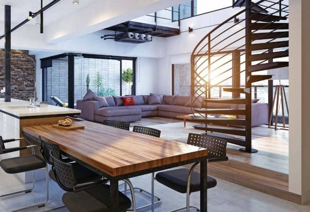 hur man ordnar ett vardagsrum i en loftstil