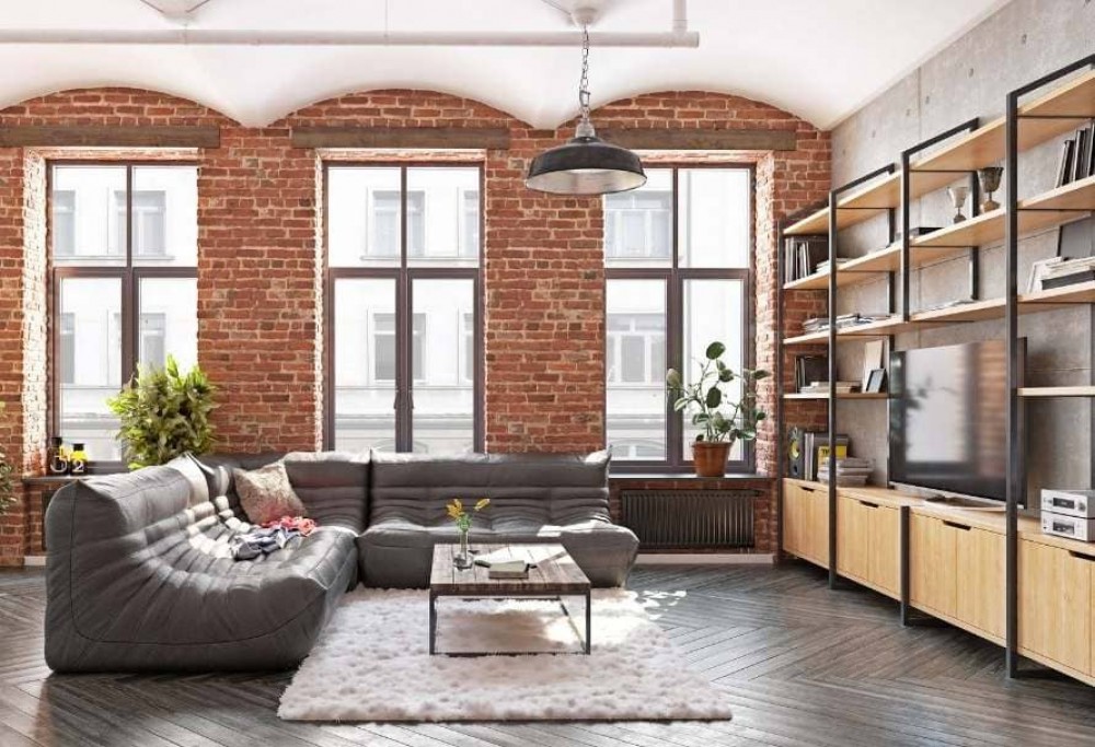 Vardagsrum i loftstil