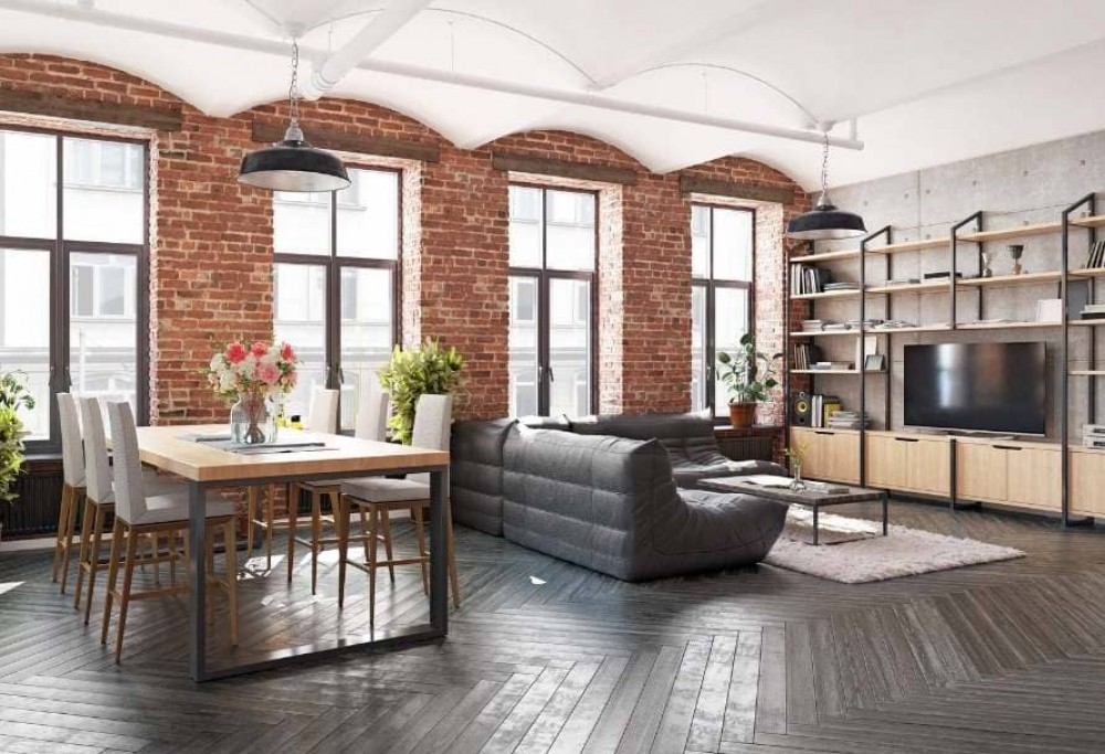 Vardagsrum i loftstil