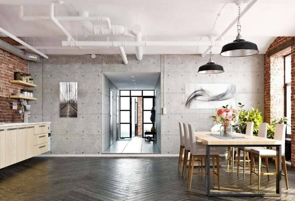 Vardagsrum i loftstil