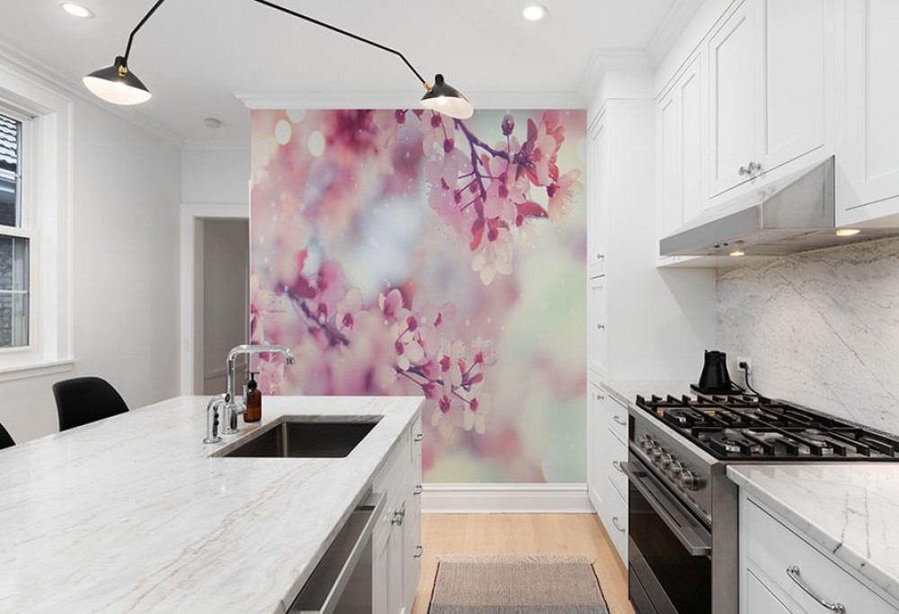 Väggen i köket utan renovering